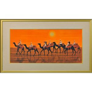 平山郁夫 絵画 月明の砂漠 アートポスター 【複製】【アートポスター