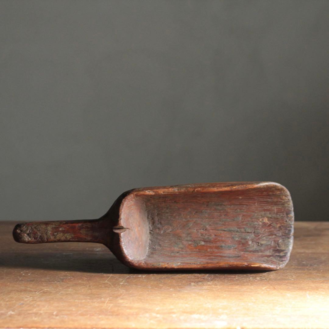 古い 穀物掬い 古道具 アンティーク オブジェ 民芸 検）李朝 東南アジア 西洋 写真1〜2枚目 / No.8059 李朝 穀物掬い（浅） 朝鮮王朝時代 w12×d21.5