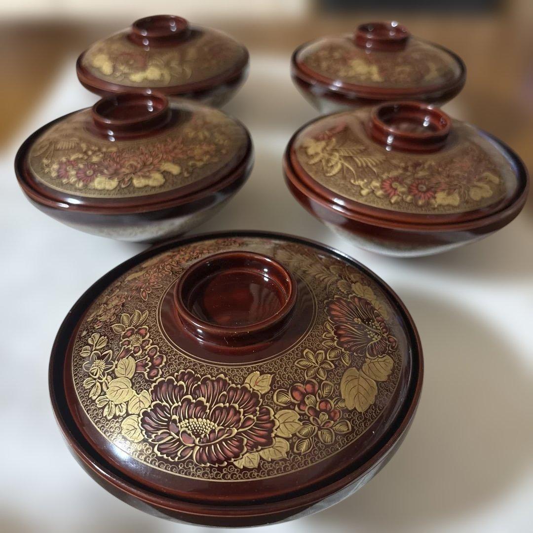 輪島塗　塩安作　吸物椀　5客 輪島塗 塩安作 吸物椀 5客 輪島塗 塩安作 吸物椀 5客 輪島塗 塩安作